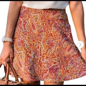 Zara Woman Purple, Red & Gold Paisley Print A-
Line Mini Skirt Size Small